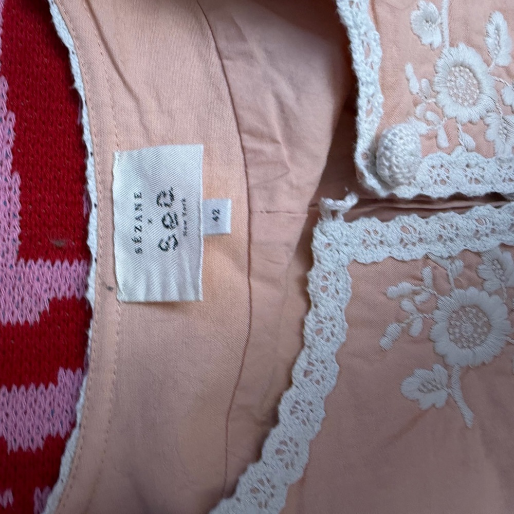 Sezane x Sea New York Dakota Peach Embroidered Lace-Trim Jacket - Picture 3 of 9